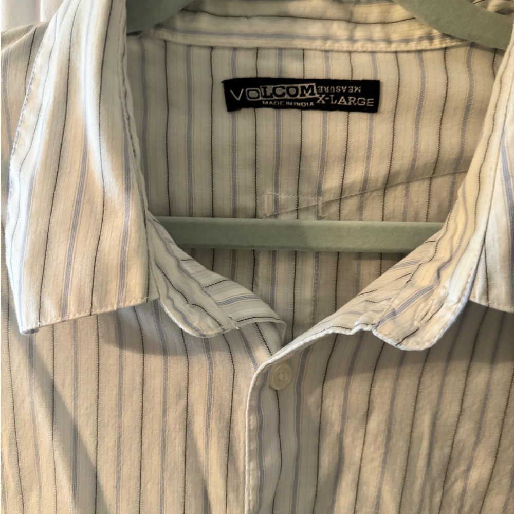 Pair of young men’s Volcum & On the Byas White Striped Men's Shirts - Picture 2 of 5